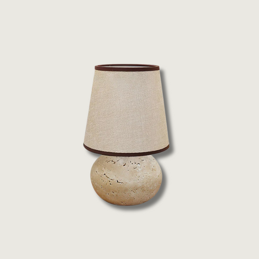 Lumenora Table Lamp In Yellow Travertine With Fabric Shade