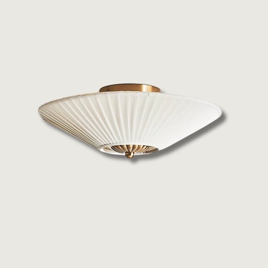 LumaVetta Sleek Ceiling Light With White Shade, Warm Metal