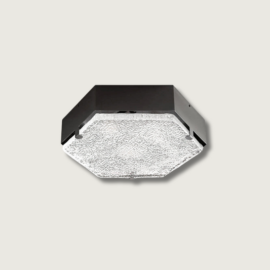 Valeron Hexagonal Glass Ceiling Light In Black And Copper