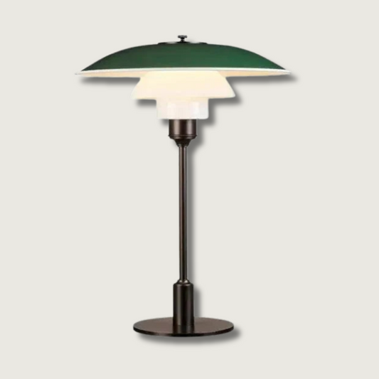 Vellora | Modern Low-Profile Metal Lamp with Opal Shades