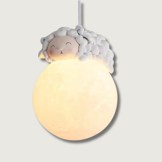 Lunelle Moon Pendant Light For Kids With Sleeping Animal
