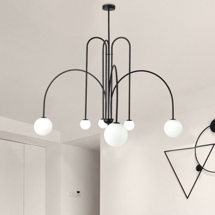 LumaCrest Modern Curved Chandelier Light With Iron Frame