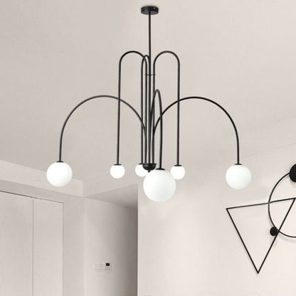 LumaCrest Modern Curved Chandelier Light With Iron Frame