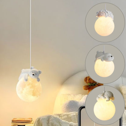 Lunelle Moon Pendant Light For Kids With Sleeping Animal