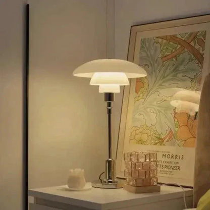 Vellora | Modern Low-Profile Metal Lamp with Opal Shades